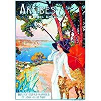 Los mejores  - Poster-Cartel Francia Vintage Pub Retro 50x70cm Antibes Cote dAzur Trenes Rápidos de Día o de Noche